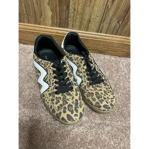Steve Madden Sneakers Women's 8 Brown Leopard Print Low Profile Tie Shoes
